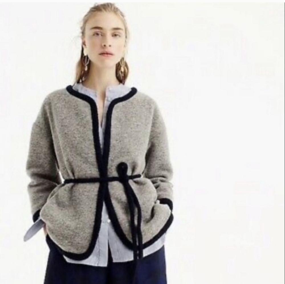 J. CREW Gray Wool Tie Belted Jacket Coat